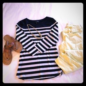 LTD Striped Knit 3/4 Sleeve Tee